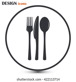 vector illustration sign with spoon, fork and knife.Menu card.