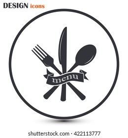 vector illustration sign with spoon, fork and knife.Menu card.