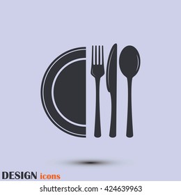 vector illustration sign with spoon, fork and knife.Menu card.