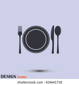 vector illustration sign with spoon, fork and knife.Menu card.
