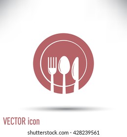 vector illustration sign with spoon, fork and knife