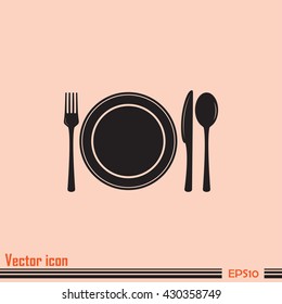 vector illustration sign with spoon, fork and knife.Menu card.