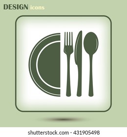 vector illustration sign with spoon, fork and knife.Menu card.