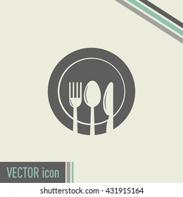 vector illustration sign with spoon, fork and knife