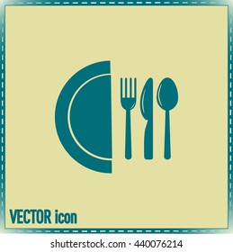 vector illustration sign with spoon, fork and knife