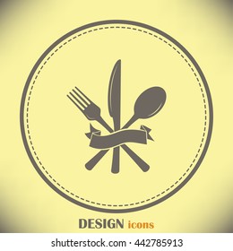 vector illustration sign with spoon, fork and knife.Menu card.
