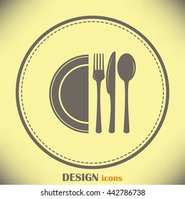 vector illustration sign with spoon, fork and knife.Menu card.