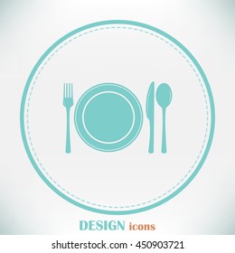 vector illustration sign with spoon, fork and knife.Menu card.