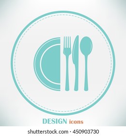 vector illustration sign with spoon, fork and knife.Menu card.