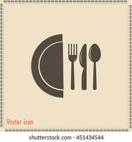 vector illustration sign with spoon, fork and knife