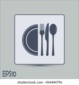 vector illustration sign with spoon, fork and knife.Menu card.