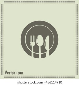 vector illustration sign with spoon, fork and knife