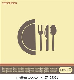 vector illustration sign with spoon, fork and knife