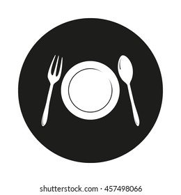 Vector illustration sign with spoon, fork and knife