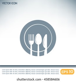 vector illustration sign with spoon, fork and knife