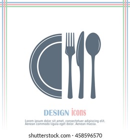 vector illustration sign with spoon, fork and knife.Menu card.