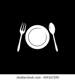 Vector illustration sign with spoon, fork and knife