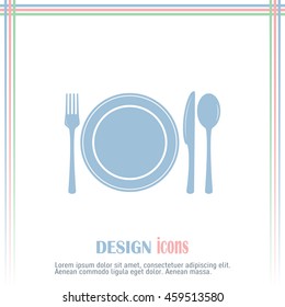 vector illustration sign with spoon, fork and knife.Menu card.
