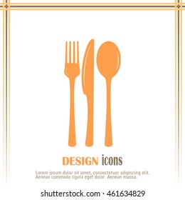 vector illustration sign with spoon, fork and knife.Menu card.