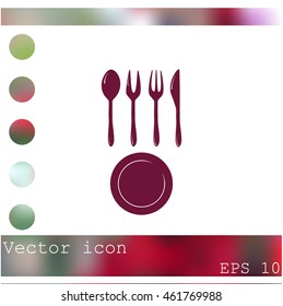 Vector illustration sign with spoon, fork and knife