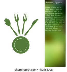 Vector illustration sign with spoon, fork and knife
