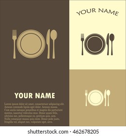 vector illustration sign with spoon, fork and knife.Menu card.