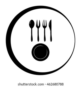 Vector illustration sign with spoon, fork and knife