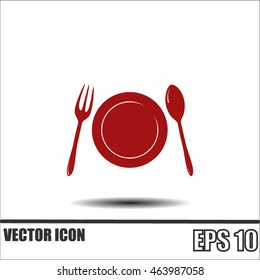 Vector illustration sign with spoon, fork and knife