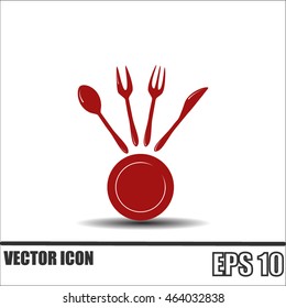 Vector illustration sign with spoon, fork and knife