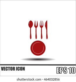 Vector illustration sign with spoon, fork and knife