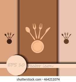 Vector illustration sign with spoon, fork and knife