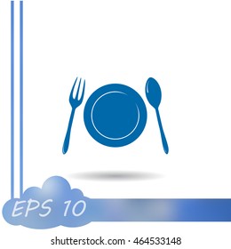 Vector illustration sign with spoon, fork and knife