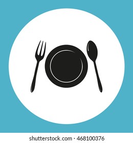 Vector illustration sign with spoon, fork and knife