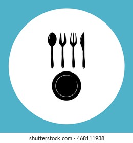 Vector illustration sign with spoon, fork and knife