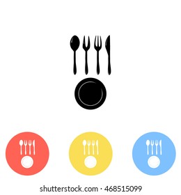 Vector illustration sign with spoon, fork and knife