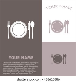 vector illustration sign with spoon, fork and knife.Menu card.
