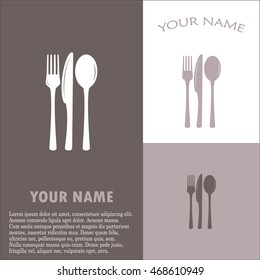 vector illustration sign with spoon, fork and knife.Menu card.