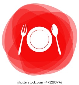 Vector illustration sign with spoon, fork and knife