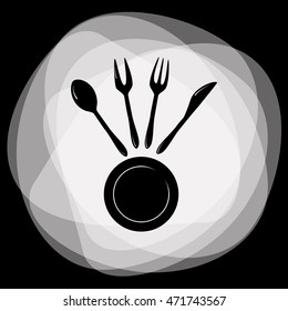 Vector illustration sign with spoon, fork and knife