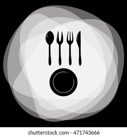 Vector illustration sign with spoon, fork and knife