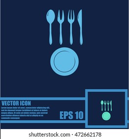Vector illustration sign with spoon, fork and knife