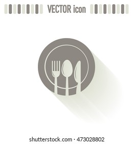 vector illustration sign with spoon, fork and knife