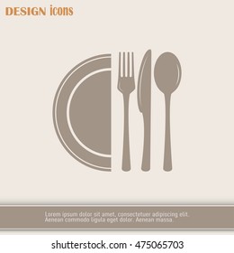 vector illustration sign with spoon, fork and knife.Menu card.