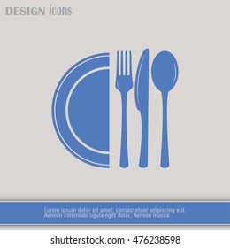 vector illustration sign with spoon, fork and knife.Menu card.