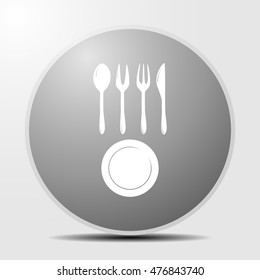 Vector illustration sign with spoon, fork and knife