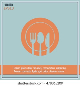 vector illustration sign with spoon, fork and knife