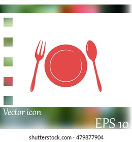 Vector illustration sign with spoon, fork and knife