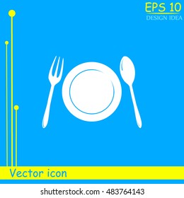 Vector illustration sign with spoon, fork and knife