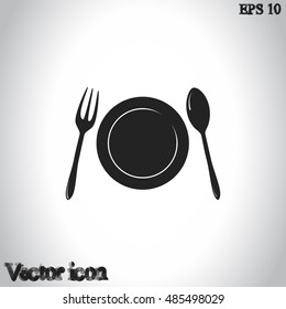 Vector illustration sign with spoon, fork and knife