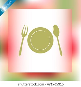 Vector illustration sign with spoon, fork and knife
